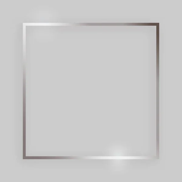 Silber quadratisch glänzender Rahmen mit leuchtenden Effekten — Stockvektor