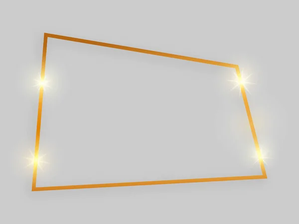 Gold viereckiger, glänzender Rahmen mit leuchtenden Effekten — Stockvektor