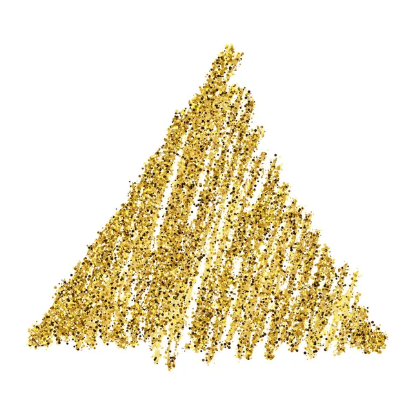 Goldene Farbe handgezeichnetes glitzerndes Dreieck — Stockvektor