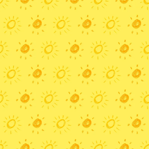 Bezproblémový vzor jednoduchého náčrtku slunce — Stockový vektor
