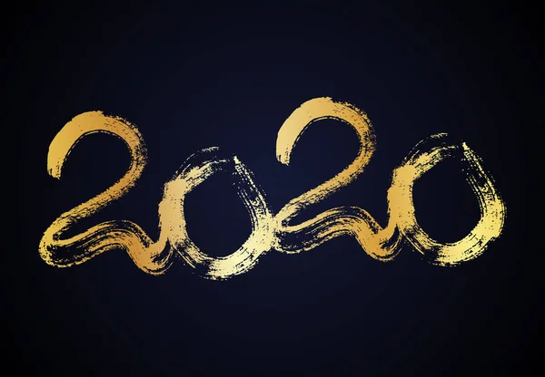 2020 золотий гранжевий блокнот і намальовані номери рук — стоковий вектор