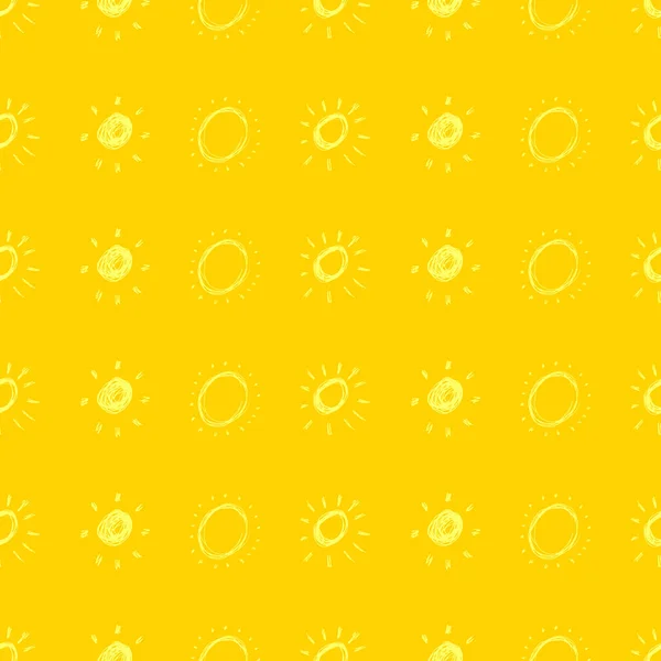 Seamless pattern of simple sketch sun — Stock Vector