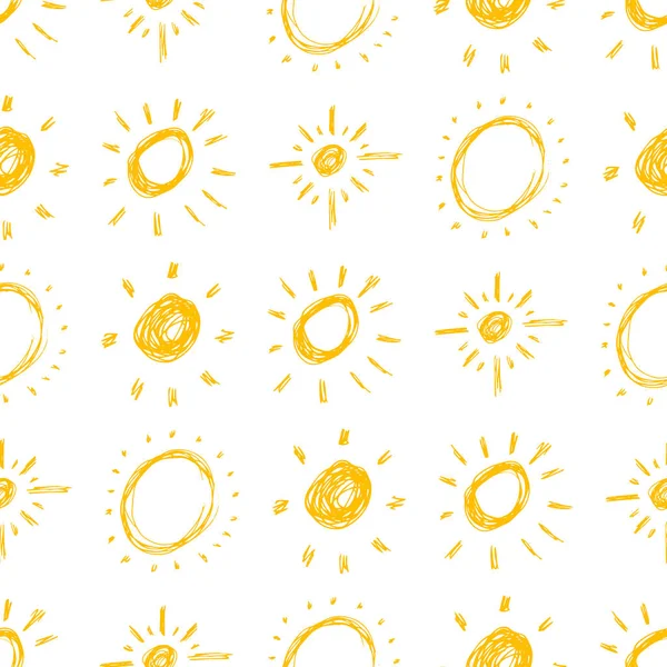 Modèle sans couture de simple croquis soleil — Image vectorielle