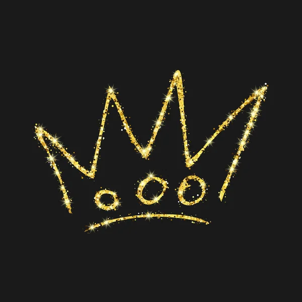 Gold glitter hand drawn crown — Stock Vector