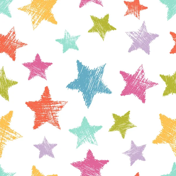 Nahtloses Muster mit handgezeichneten Sternen — Stockvektor