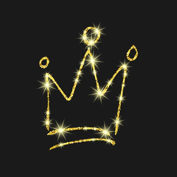 Gold glitter hand drawn crown — Stock Vector