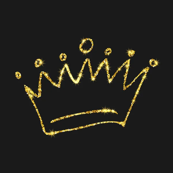 Gouden glitter hand getekende kroon — Stockvector