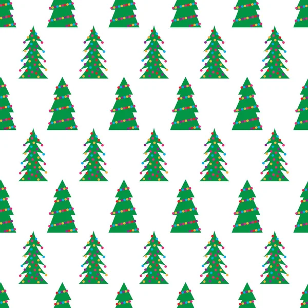 Seamless pattern with green Christmas tree — Stock Vector