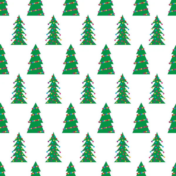 Patrón sin costuras con árbol de Navidad verde — Vector de stock