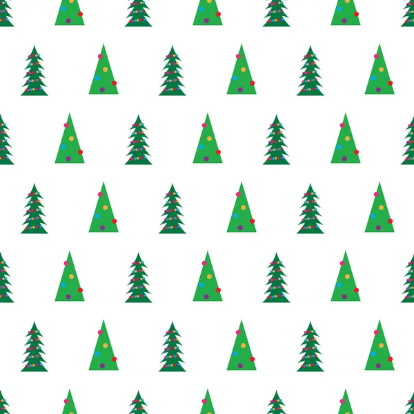 Naadloze patroon met groene kerstboom — Stockvector