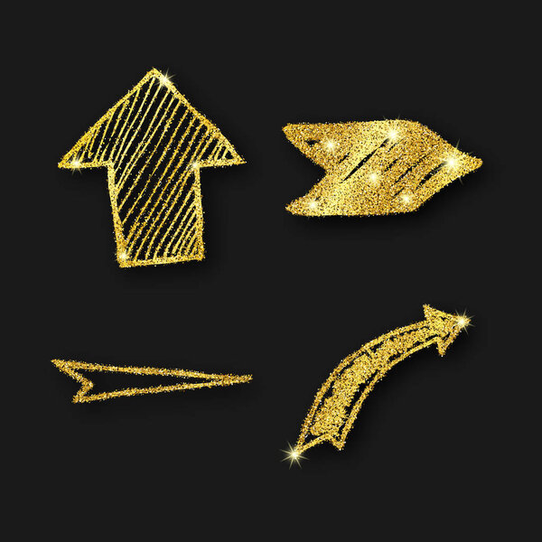 Gold glitter hand drawn arrow
