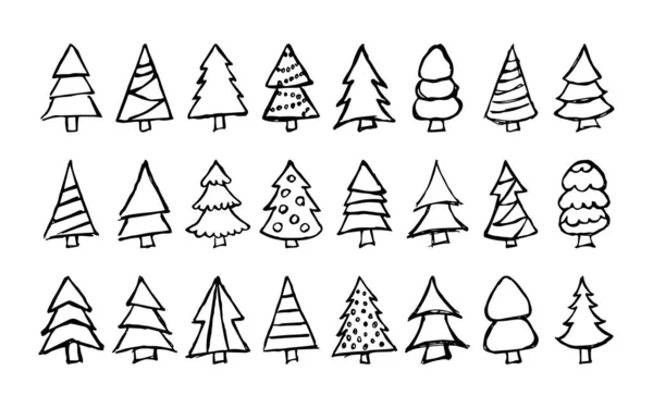 Arbres de Noël dessinés à la main — Image vectorielle