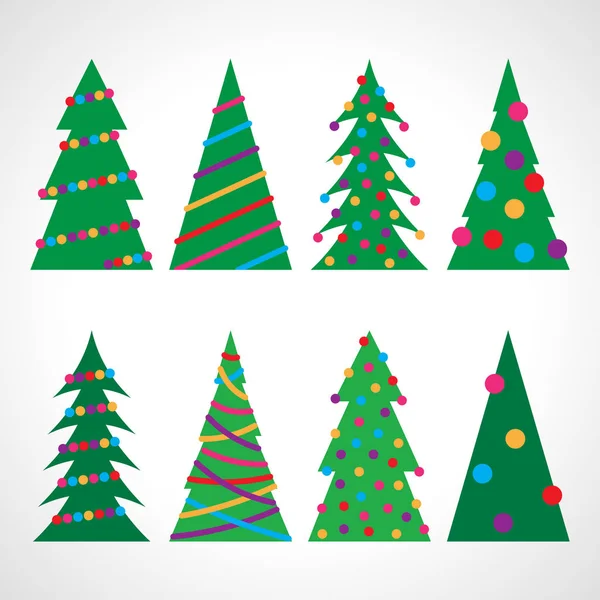 Set de ocho árboles de Navidad — Vector de stock