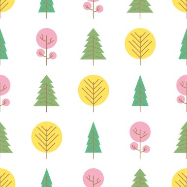 Seamless pattern with colored trees