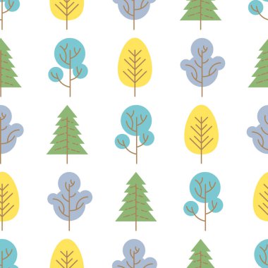 Seamless pattern with colored trees