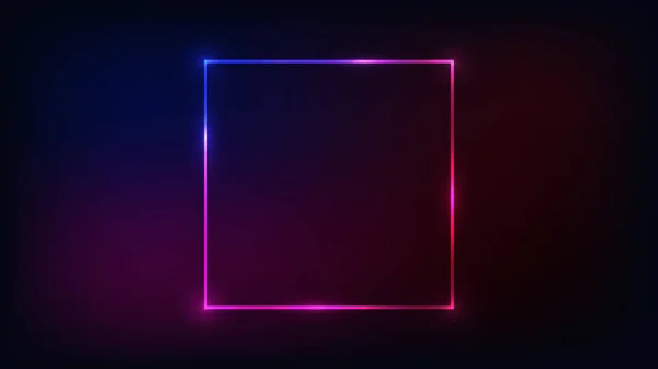 Neon square frame with shining effects — Stock Vector