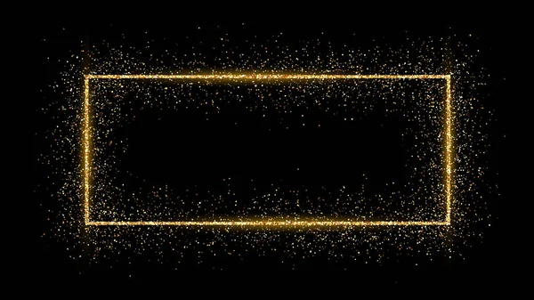 Cadre rectangle doré avec paillettes — Image vectorielle