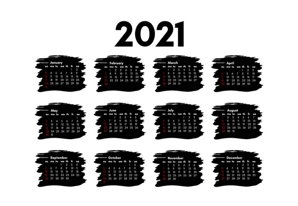 2021 takvimi beyaz arkaplanda izole edildi — Stok Vektör