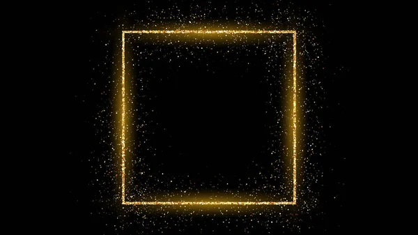 Cadre carré doré avec paillettes — Image vectorielle