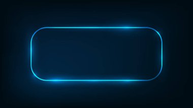 Parlak efektli neon yuvarlak dikdörtgen çerçeve 