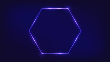 Parlak efektli neon altıgen çerçeve 