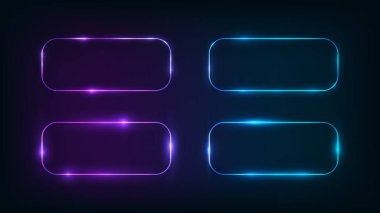 Parlak efektli neon yuvarlak dikdörtgen çerçeve 