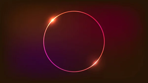 Neon cirkel frame met stralende effecten — Stockvector