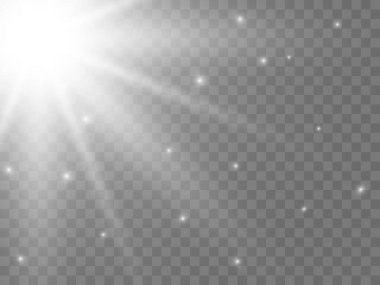 Şeffaf bir arkaplanda güneş ışığı