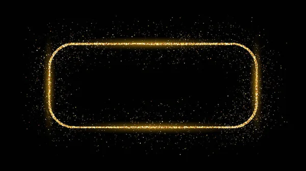 Cadre rectangulaire rond doré avec paillettes — Image vectorielle