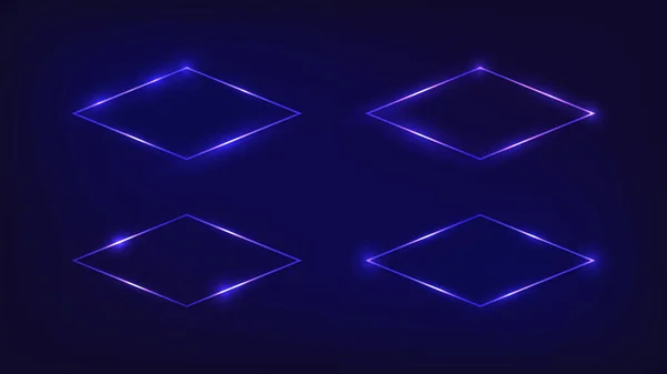 Cadre rhomb néon avec des effets brillants — Image vectorielle