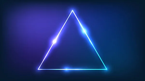 Неоновый треугольный кадр с эффектом блеска — стоковый вектор