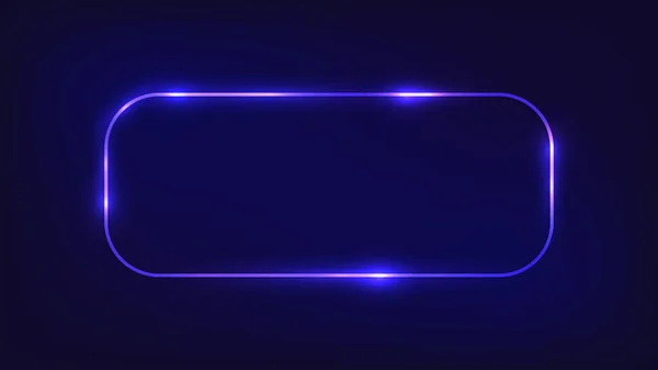 Quadro retangular arredondado de néon com efeitos brilhantes — Vetor de Stock