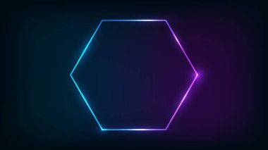 Parlak efektli neon altıgen çerçeve 