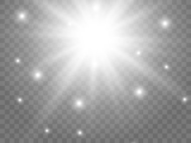 Şeffaf bir arkaplanda güneş ışığı