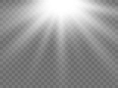 Şeffaf bir arkaplanda güneş ışığı