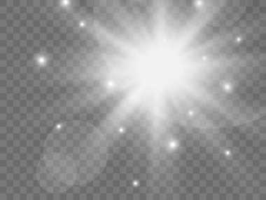 Şeffaf bir arkaplanda güneş ışığı