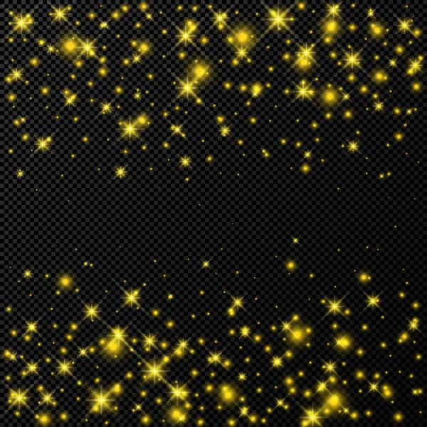 Χρυσό φόντο με αστέρια και σκόνη λάμπει — Διανυσματικό Αρχείο