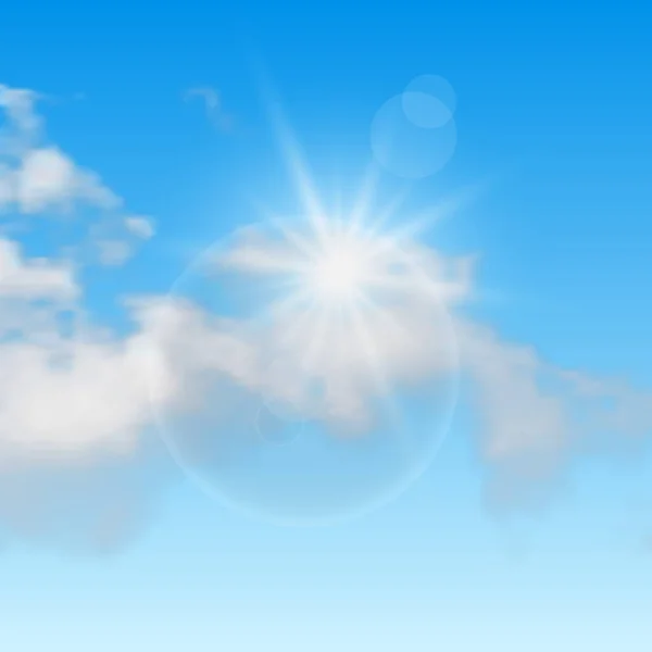 Sunny background with clouds on blue sky — Stock Vector