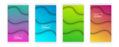 Soyut dalga geometrik arkaplanı. Pankart, şablon, kart şeklinde dört dalga katmanı seti. Vektör illüstrasyonu.
