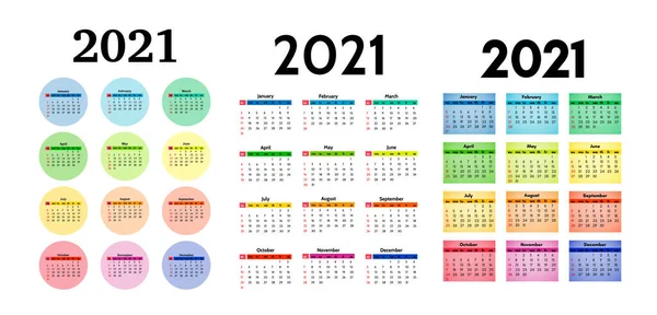 2021年日历，白色背景隔离 — 图库矢量图片