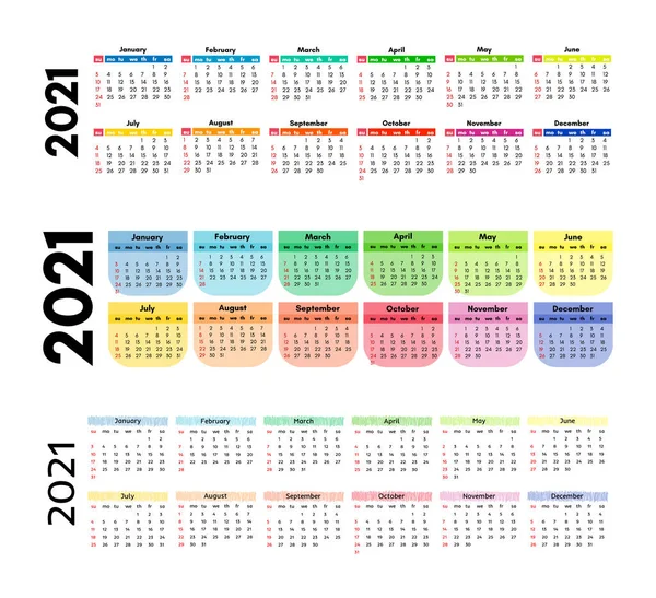 Kalender voor 2021 geïsoleerd op een witte achtergrond — Stockvector