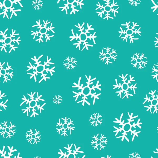 Nahtloser Hintergrund von handgezeichneten Schneeflocken — Stockvektor