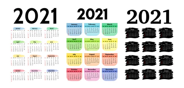 Kalendarz na rok 2021 izolowany na białym tle — Wektor stockowy