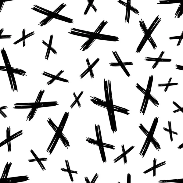 Naadloos patroon met handgetekende kruissymbolen — Stockvector