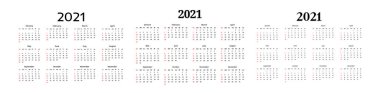 2021 takvimi beyaz arkaplanda izole edildi