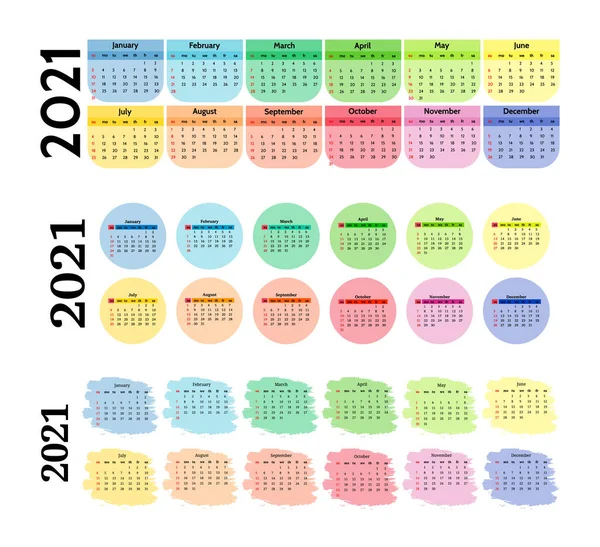 Календарь на 2021 год изолирован на белом фоне — стоковый вектор