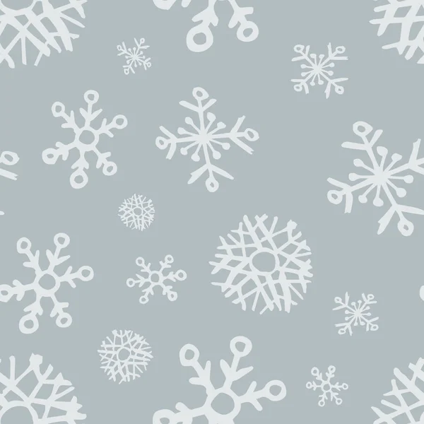 Nahtloser Hintergrund von handgezeichneten Schneeflocken — Stockvektor