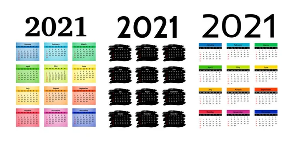 Kalender voor 2021 geïsoleerd op een witte achtergrond — Stockvector