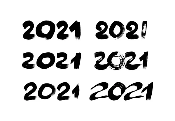 2021 nero grunge lettering e numeri disegnati a mano — Vettoriale Stock