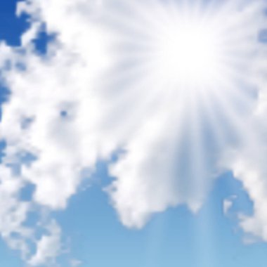 Mavi gökyüzünde bulutlarla güneşli bir zemin